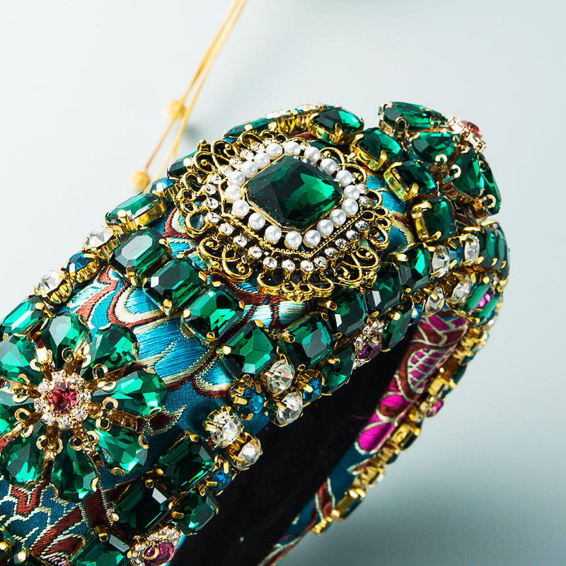 Baroque Wide Headband with Rhinestones for Women