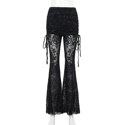 Colorful Cross Velvet Wide Leg Pants Sexy Chic Women's Bottoms