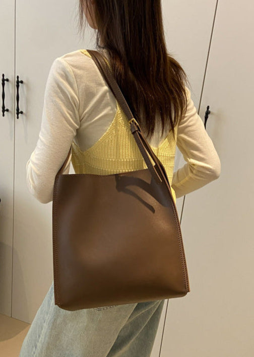 Structured PU Leather Tote With Shoulder Strap