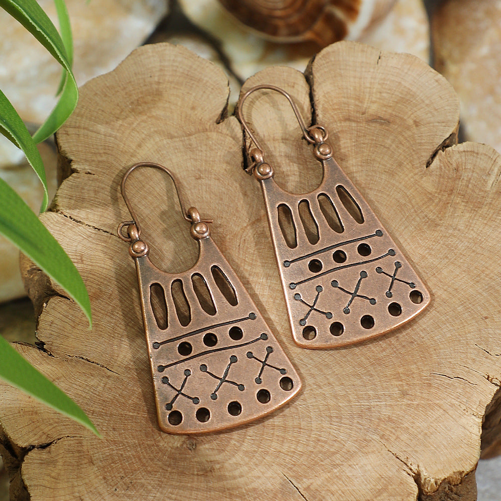 Vintage Ethnic Style Creative Brown Earrings with Turquoise Tassels