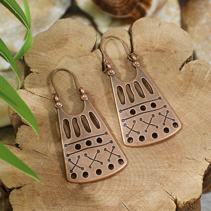 Vintage Ethnic Style Creative Brown Earrings with Turquoise Tassels