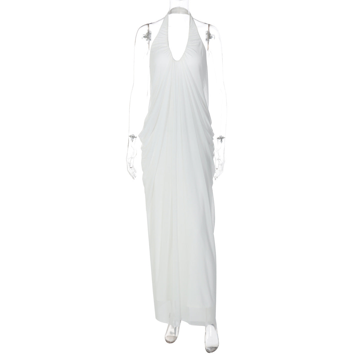 Backless V-Neck Sleeveless Maxi Dress Elegant Vacation Style
