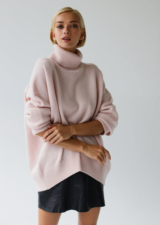 Oversized Knit Sweater With Turtleneck Collar