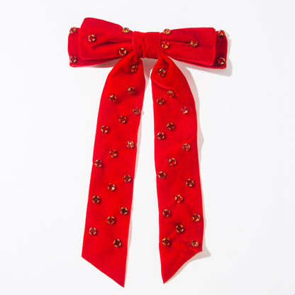 Chic Double Layer Bow Hair Clip with Rhinestones
