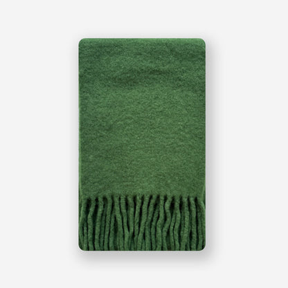 Vintage-Inspired Green Wool Scarf Cozy Soft Chunky Knit