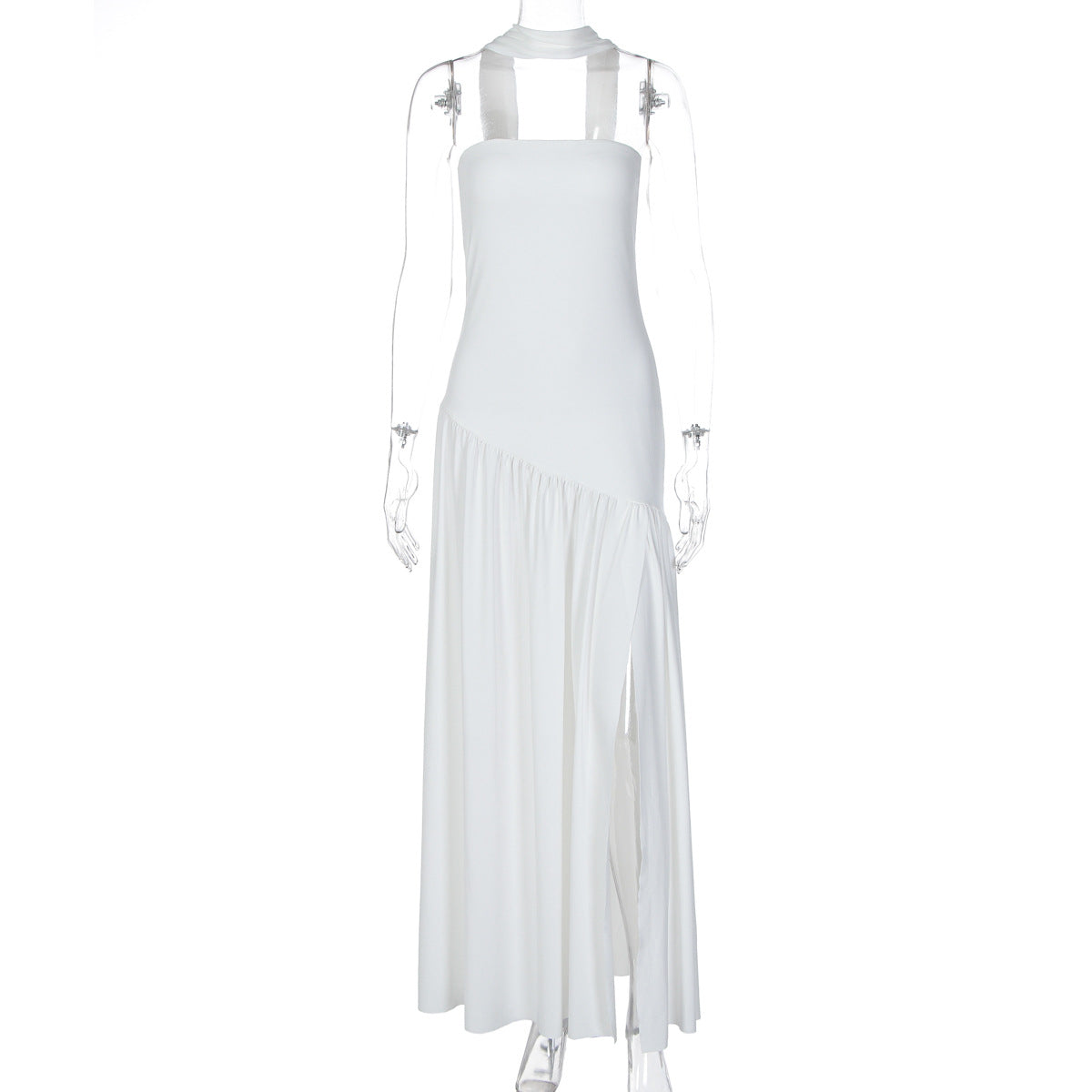 Elegant Strapless Bodycon Maxi Dress With Back Slit