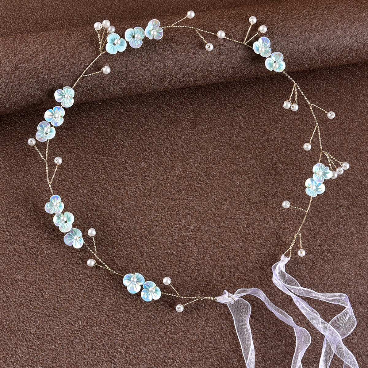 Bridal Pearl Floral Headband Handmade Soft Hair Accessory