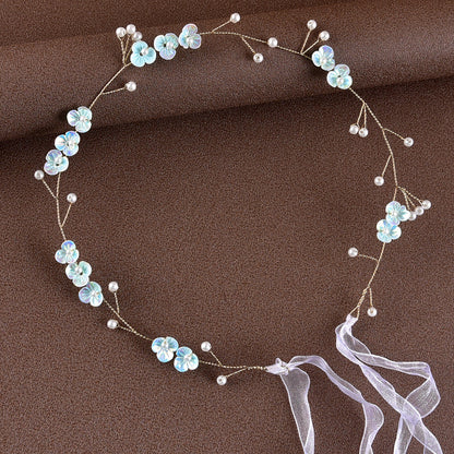 Bridal Pearl Floral Headband Handmade Soft Hair Accessory
