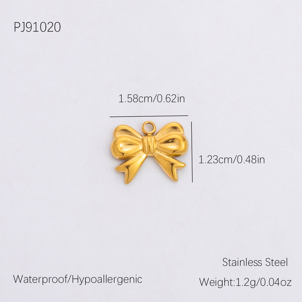Vintage DIY 18K Gold Plated Stainless Steel Bow Star Heart Pendant