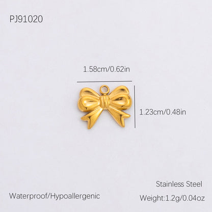 Vintage DIY 18K Gold Plated Stainless Steel Bow Star Heart Pendant