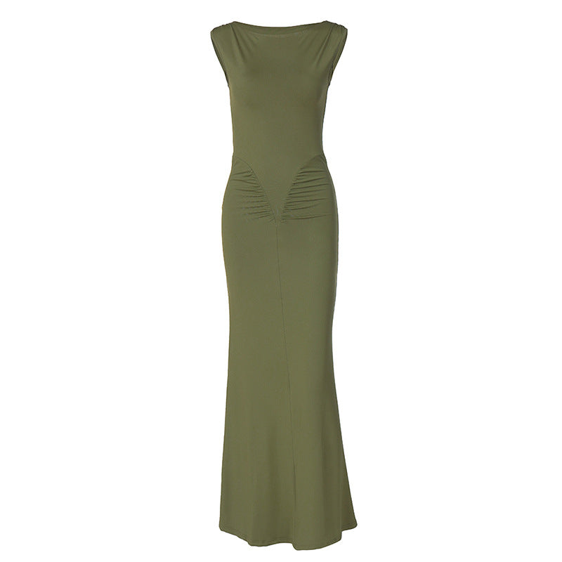 Stylish Solid Color Short Sleeve Dress for Women