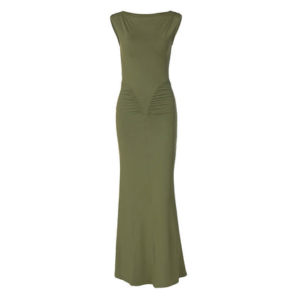 Stylish Solid Color Short Sleeve Dress for Women