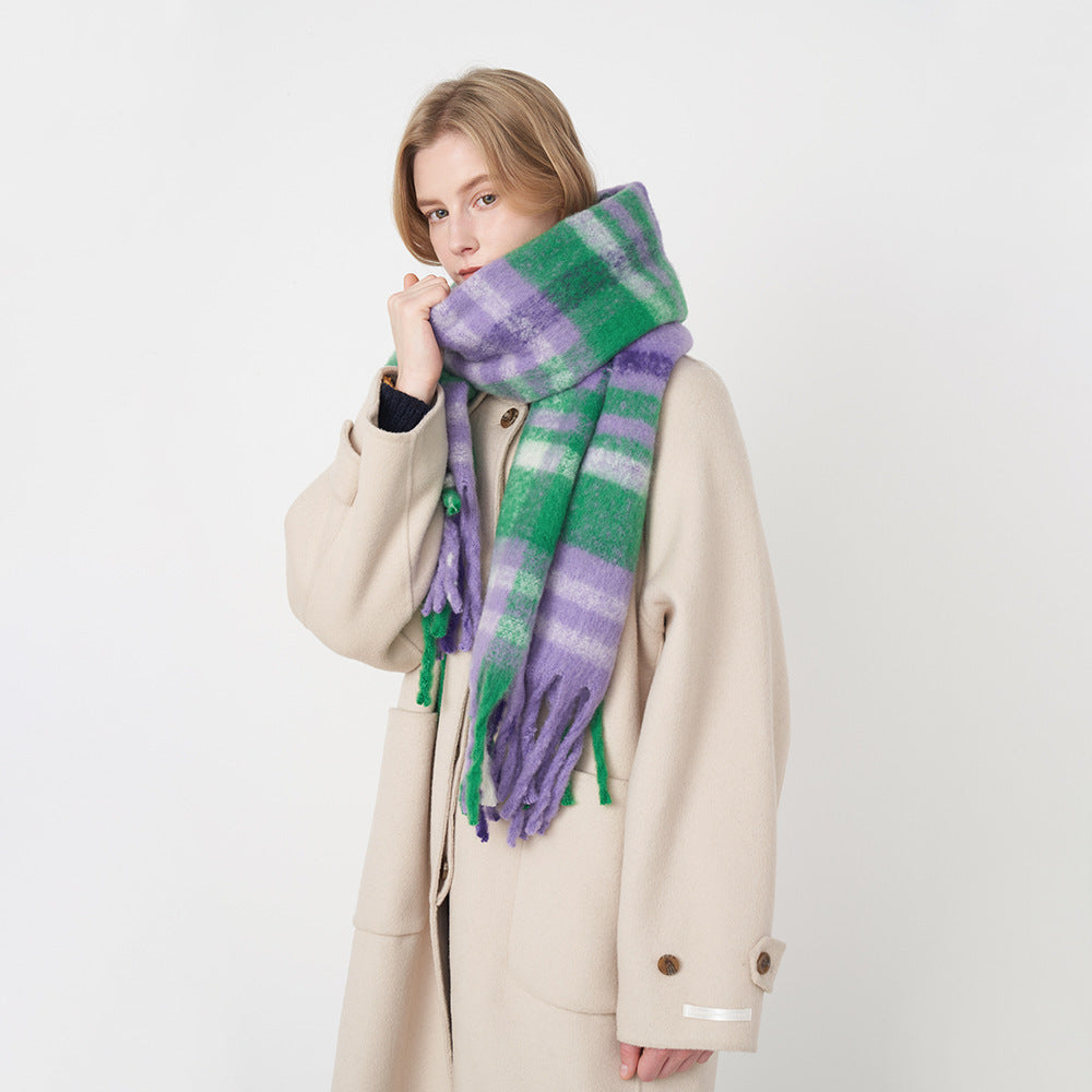 2+ Plaid Tassel Mohair Scarves