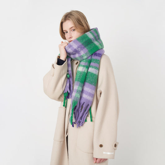 2+ Plaid Tassel Mohair Scarves