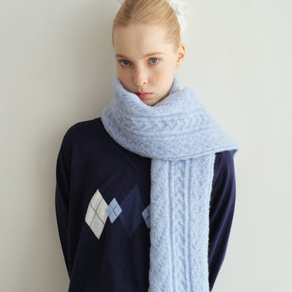 Handmade Chunky Knit Wool Blend Scarf for Women