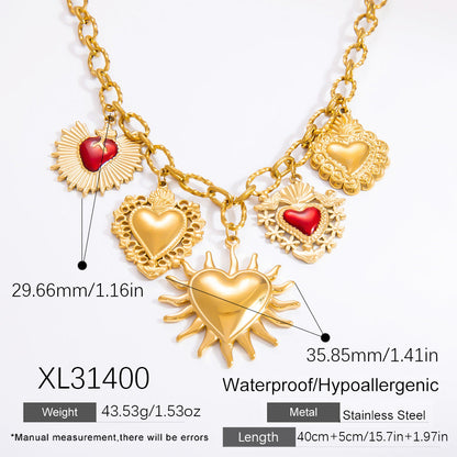 DIY Stainless Steel Heart Pendant Necklace with 18k Gold Plating