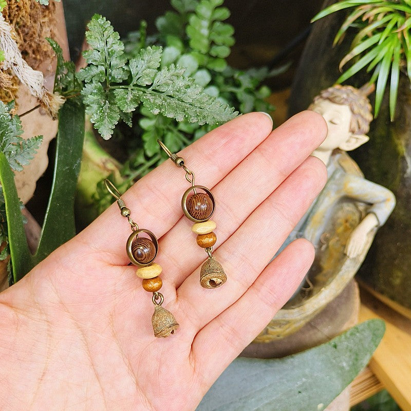 Handcrafted Vintage Floral Wooden Bead Earrings