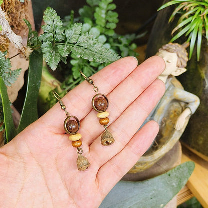 Handcrafted Vintage Floral Wooden Bead Earrings