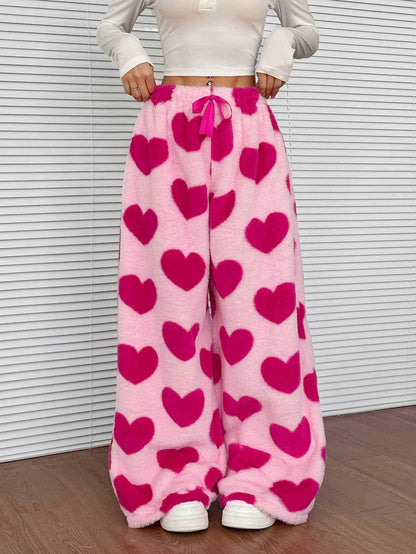 Casual Leopard Print Elastic Waist Wide Leg Pants