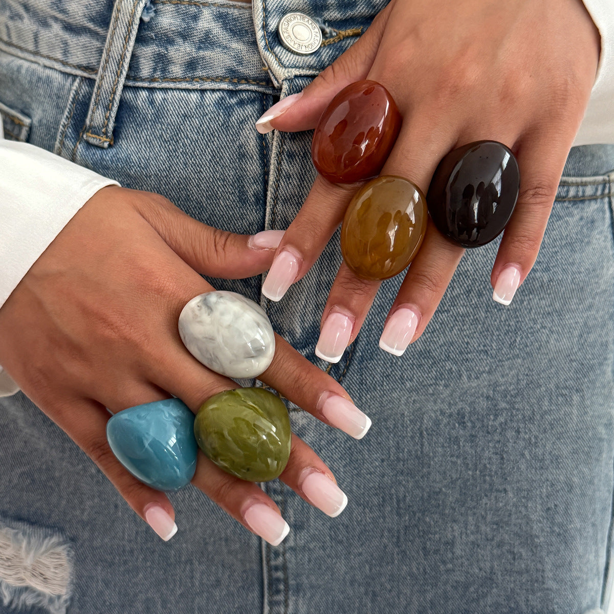 Trendy Milard Style Ombre Resin Ring For Women
