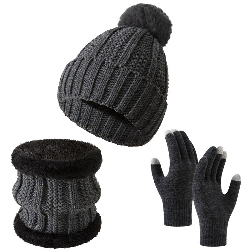 Winter Knitted Warm Gloves, Hat, Scarf Set - Thickened Cozy Design