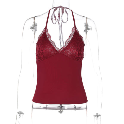 Sensitive Lace Trim Backless Strapless Top