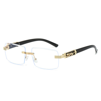 Trendy Square Rimless Sunglasses with Leopard Pattern