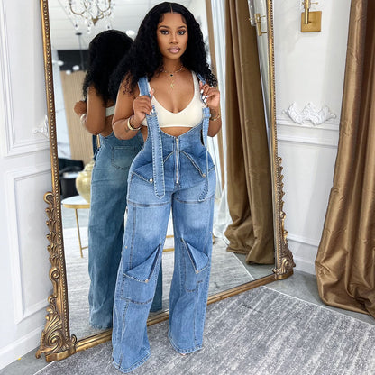 Denim Overalls Casual Summer Jumpsuit For Women