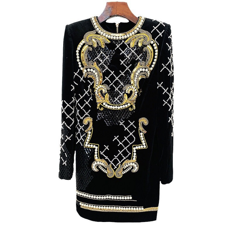 Sequin Embellished Velvet Bodycon Dress