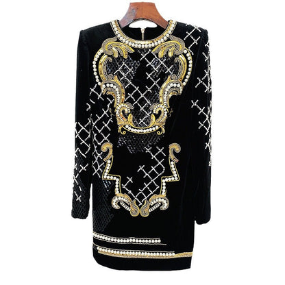 Sequin Embellished Velvet Bodycon Dress