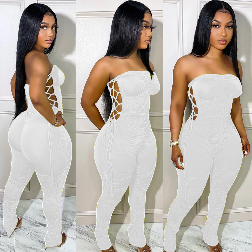 Slim Fit Side Tie Milk Silk Jumpsuit