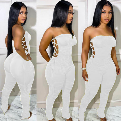 Slim Fit Side Tie Milk Silk Jumpsuit