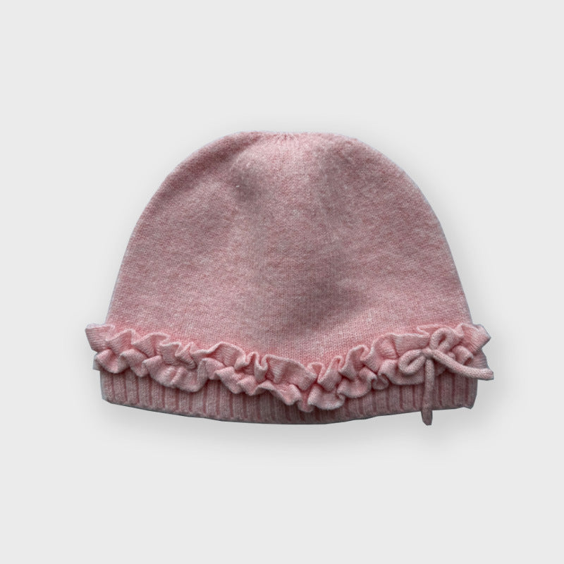 Cute Bowknot Wool Blend Beanie for Women