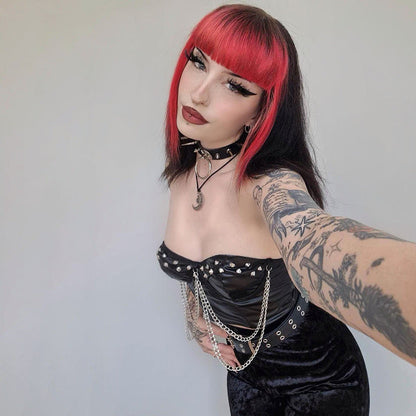 Gothic Dark Style Studded Chain Leather Vest