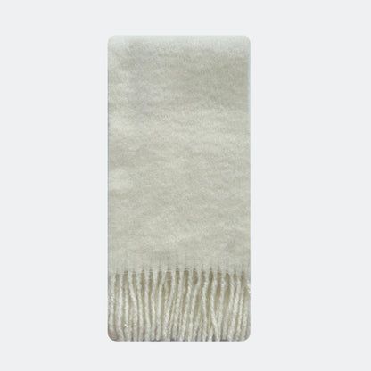 Fringe Thick Wool Blend Scarf in Icelandic Blue