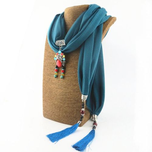 New Cotton And Linen Scarf Tassel Pendant Scarf Tibetan Women Shawl Scarf Jewelry Necklace National Wind Scarf