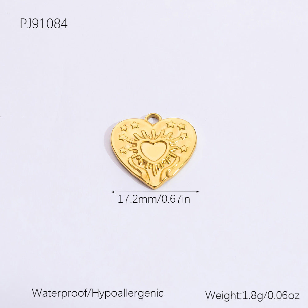 Heart Shaped Ocean Necklace Stainless Steel 18k Gold Pendant