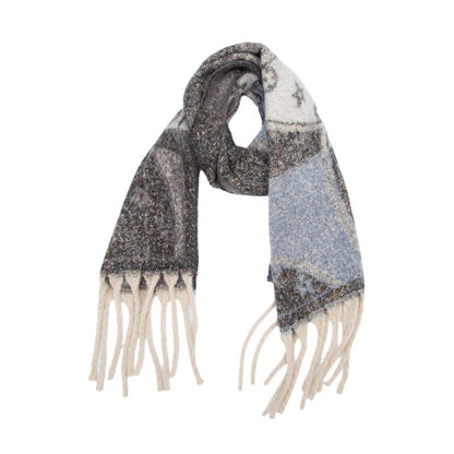 Winter Flower Tassel Thick Warm Scarf