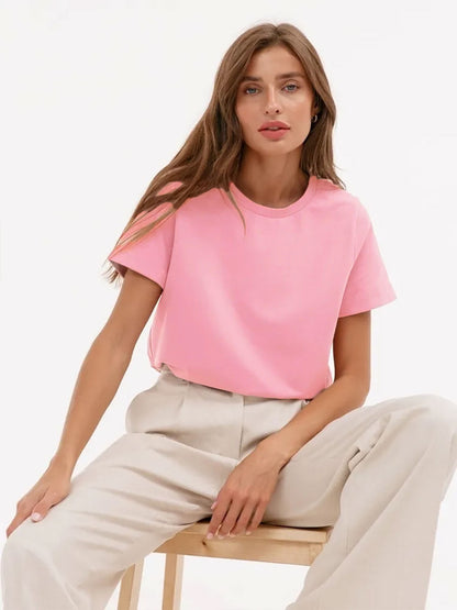 Casual Solid Cotton Short Sleeve T-Shirt for Everyday Wear