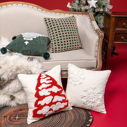 Cute Square Christmas Pillow Case With Pom