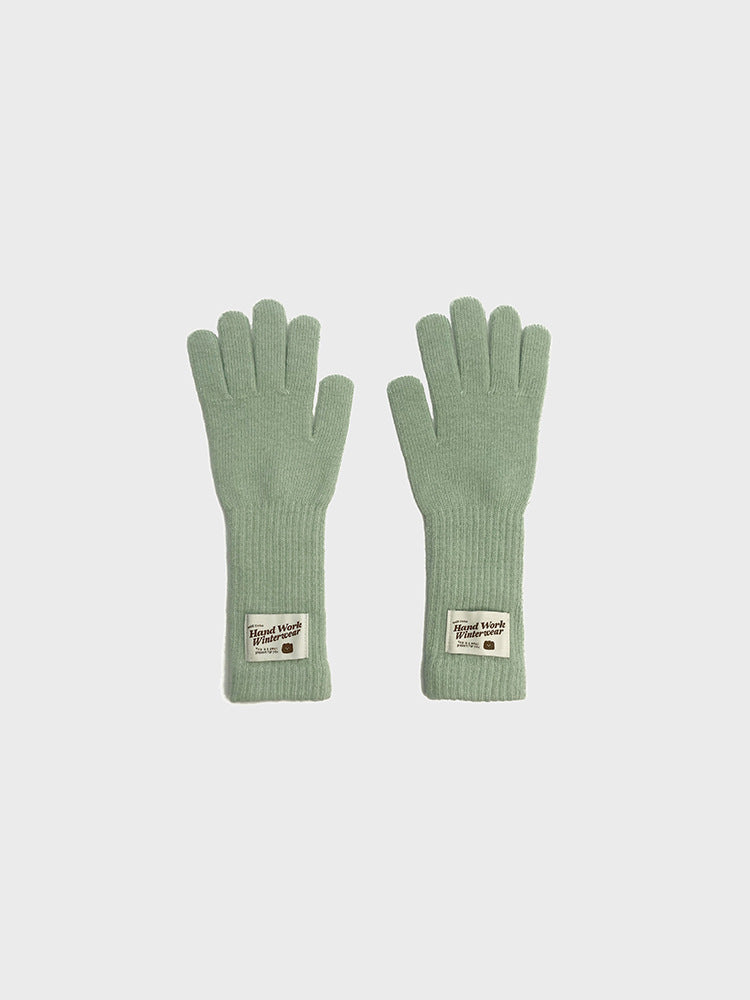 Simple Solid Color Warm Knit Wool Gloves