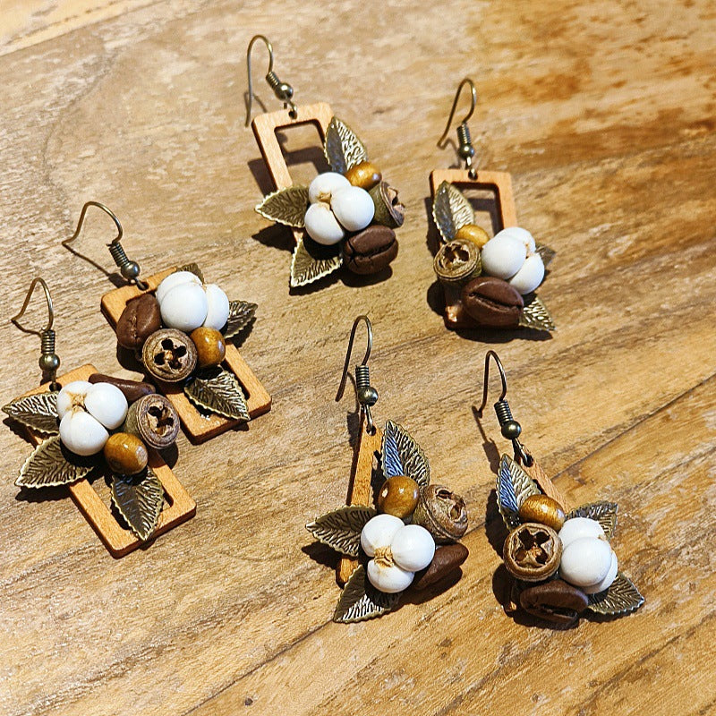 Retro Geometric Leaf Handmade Earrings Creative Style