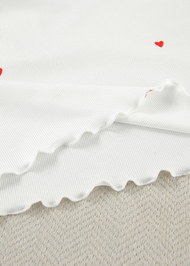 Ribbed Lounge Set With Embroidered Hearts