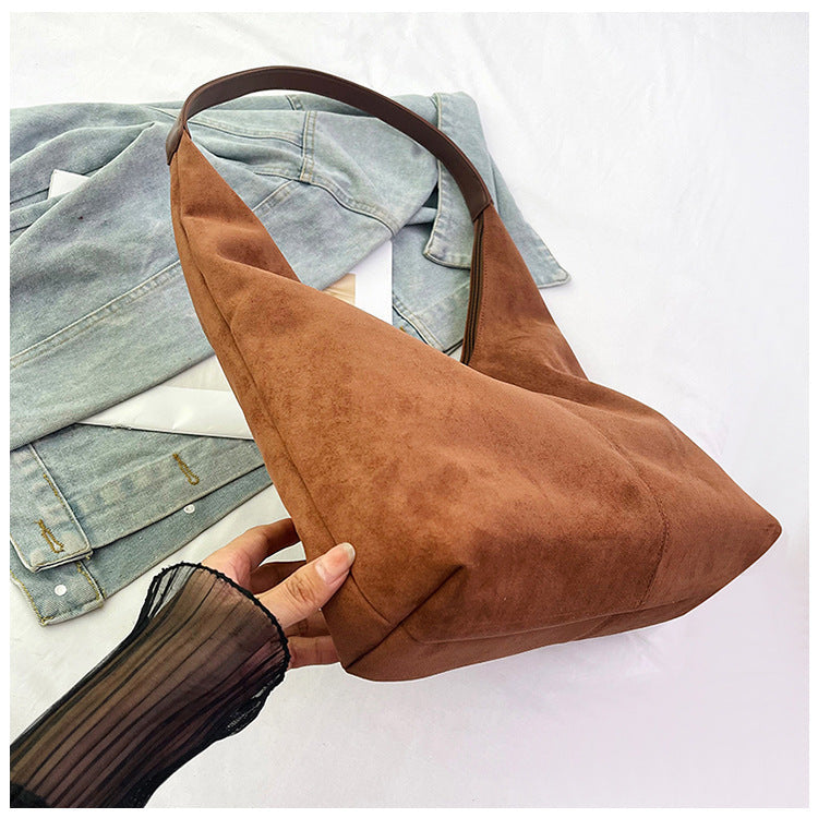 Vintage Suede Tote Commuter Underarm Bag