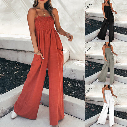 Trendy Solid Color Slim Fit Jumpsuit with Pockets