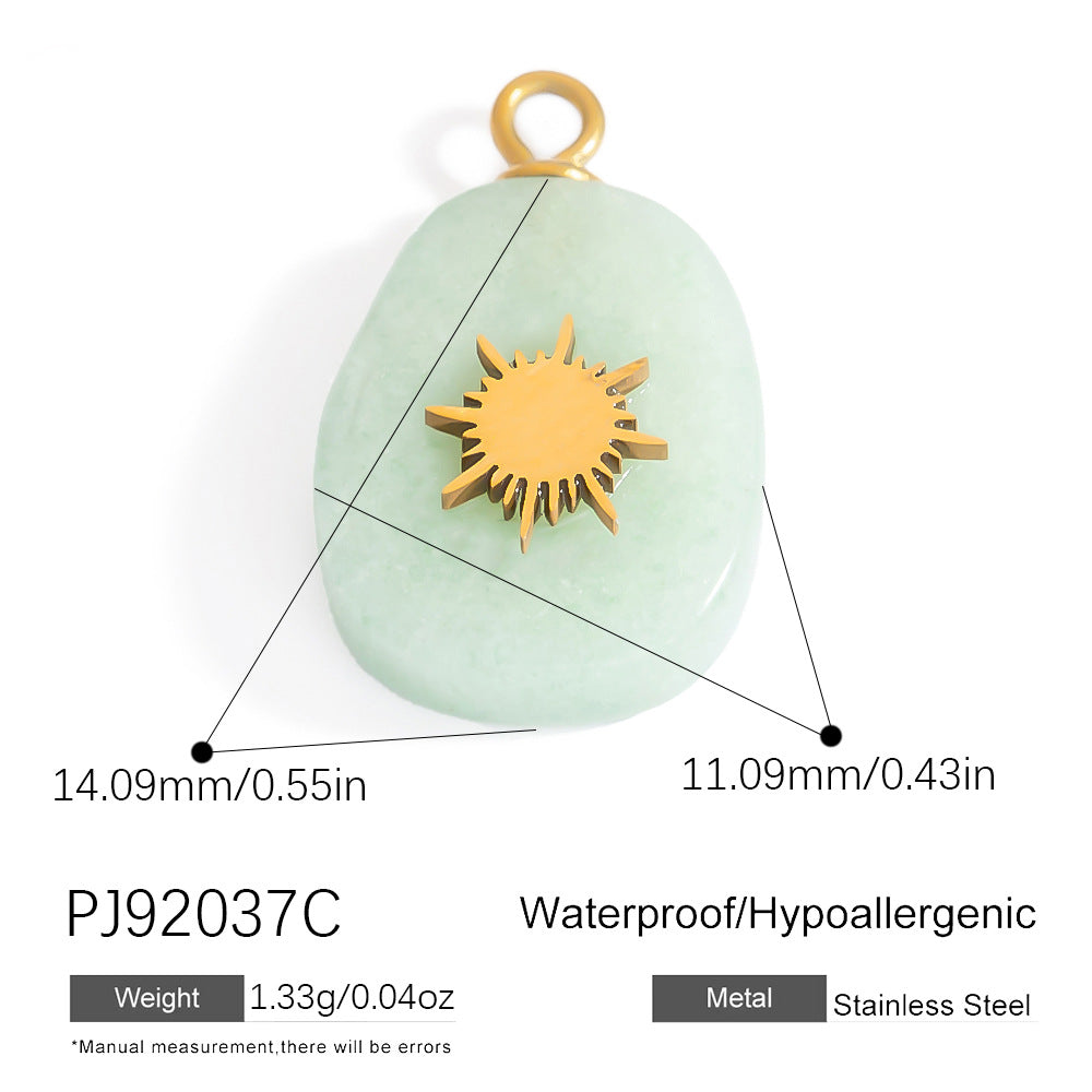 Butterfly Pendant Necklace Natural Stone Stainless Steel Jewelry