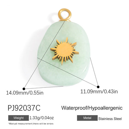Butterfly Pendant Necklace Natural Stone Stainless Steel Jewelry