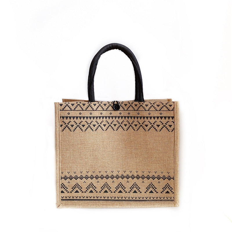 Linen Floral Tote Bag Large Capacity Stylish Commuter Mommy Bag
