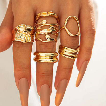 Geometric Statement Alloy Gemstone Ring Set