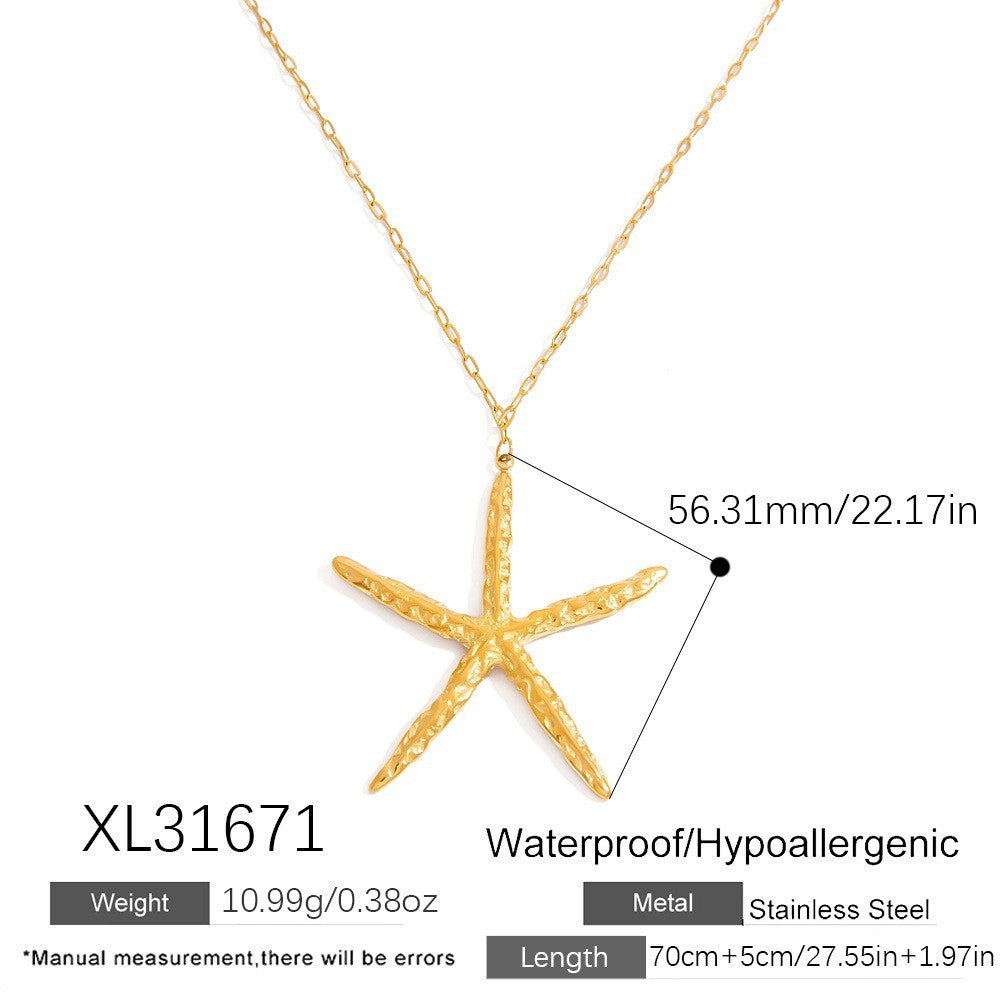 Starfish Pendant Necklace and Earring Set Stylish Vacation Jewelry
